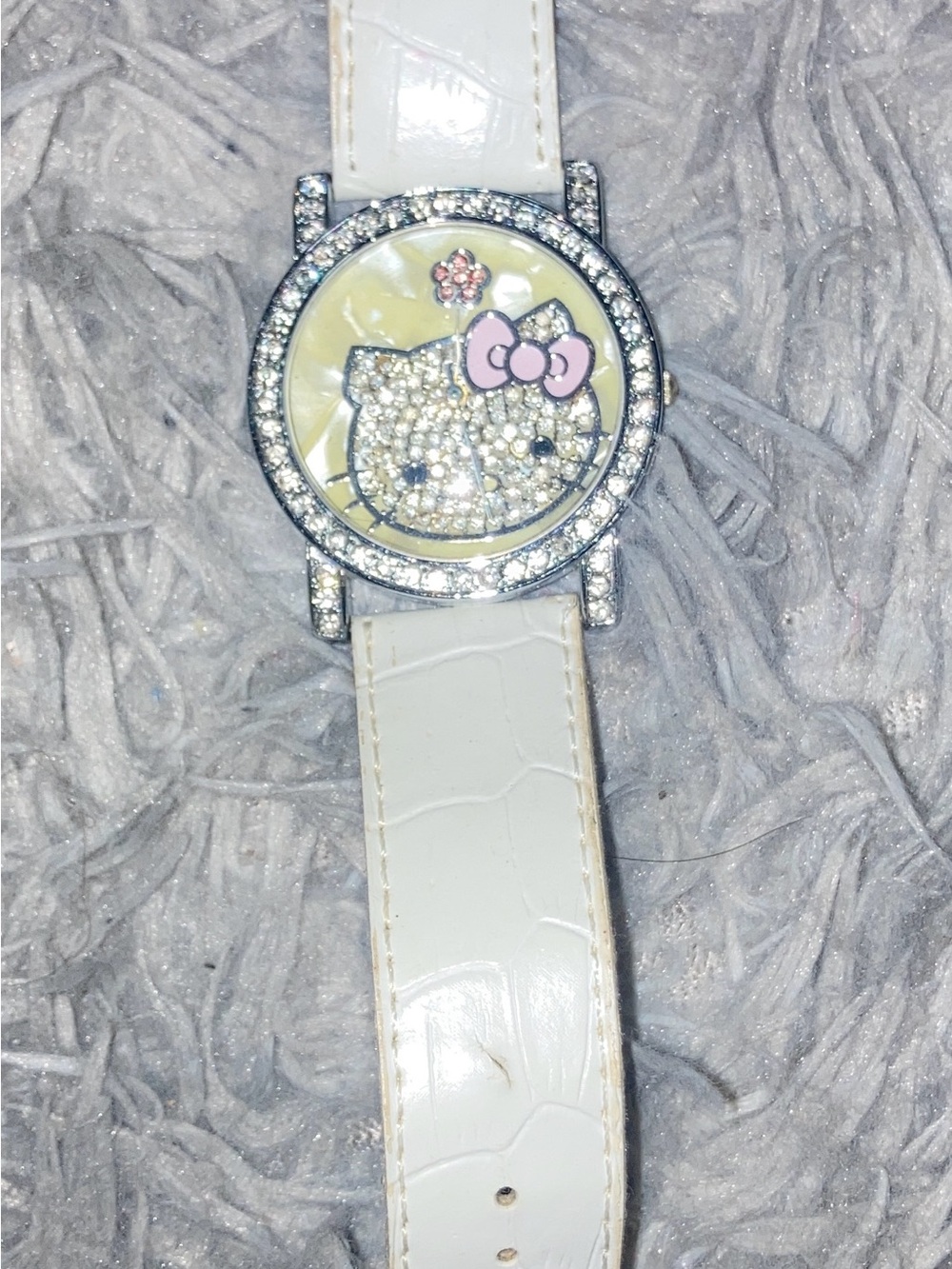 Hello Kitty-Inspired White Crystal Accent Women’s Watch